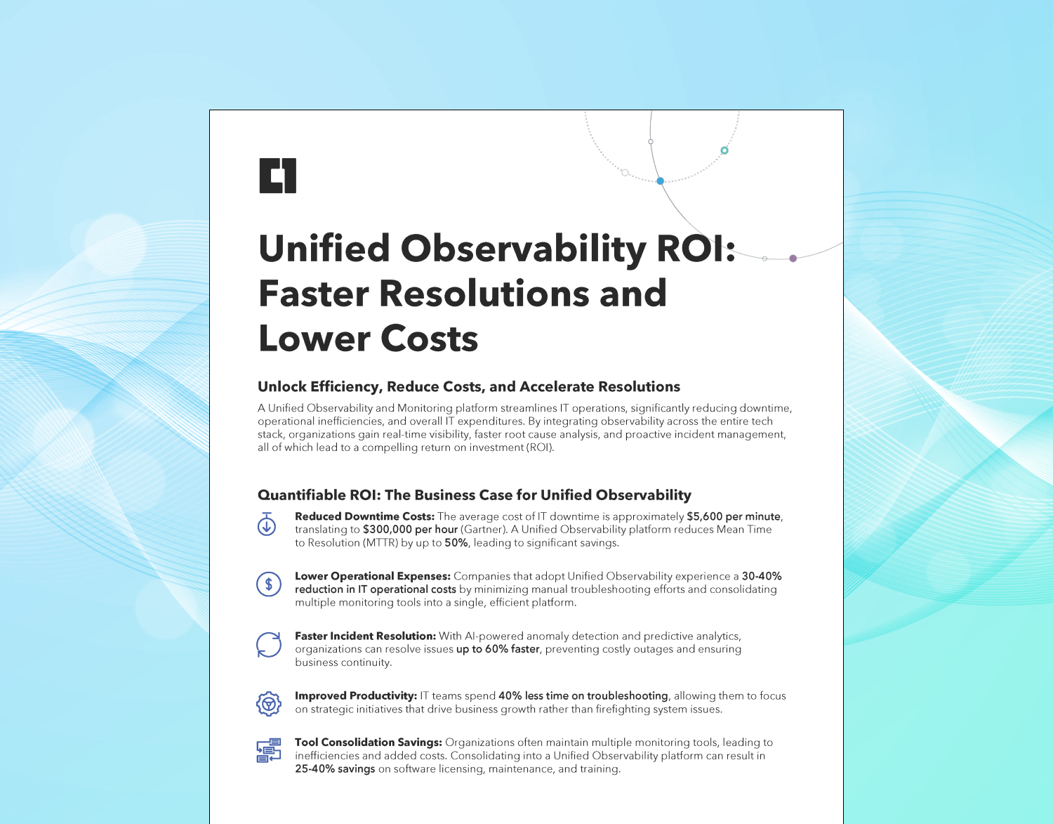 Unified Observability ROI Faster Resolutions and Lower Costs-Hero image